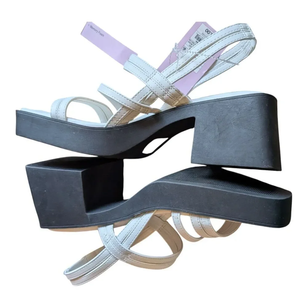 Wild Fable Stephanie White Strappy Platform Sandals Size 7 Memory Foam NWT